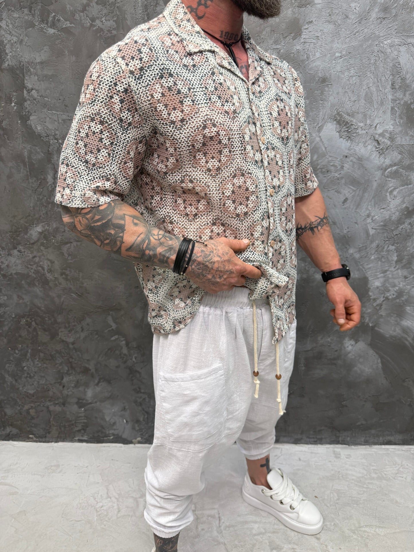Мъжка риза с къс ръкав 8921783
